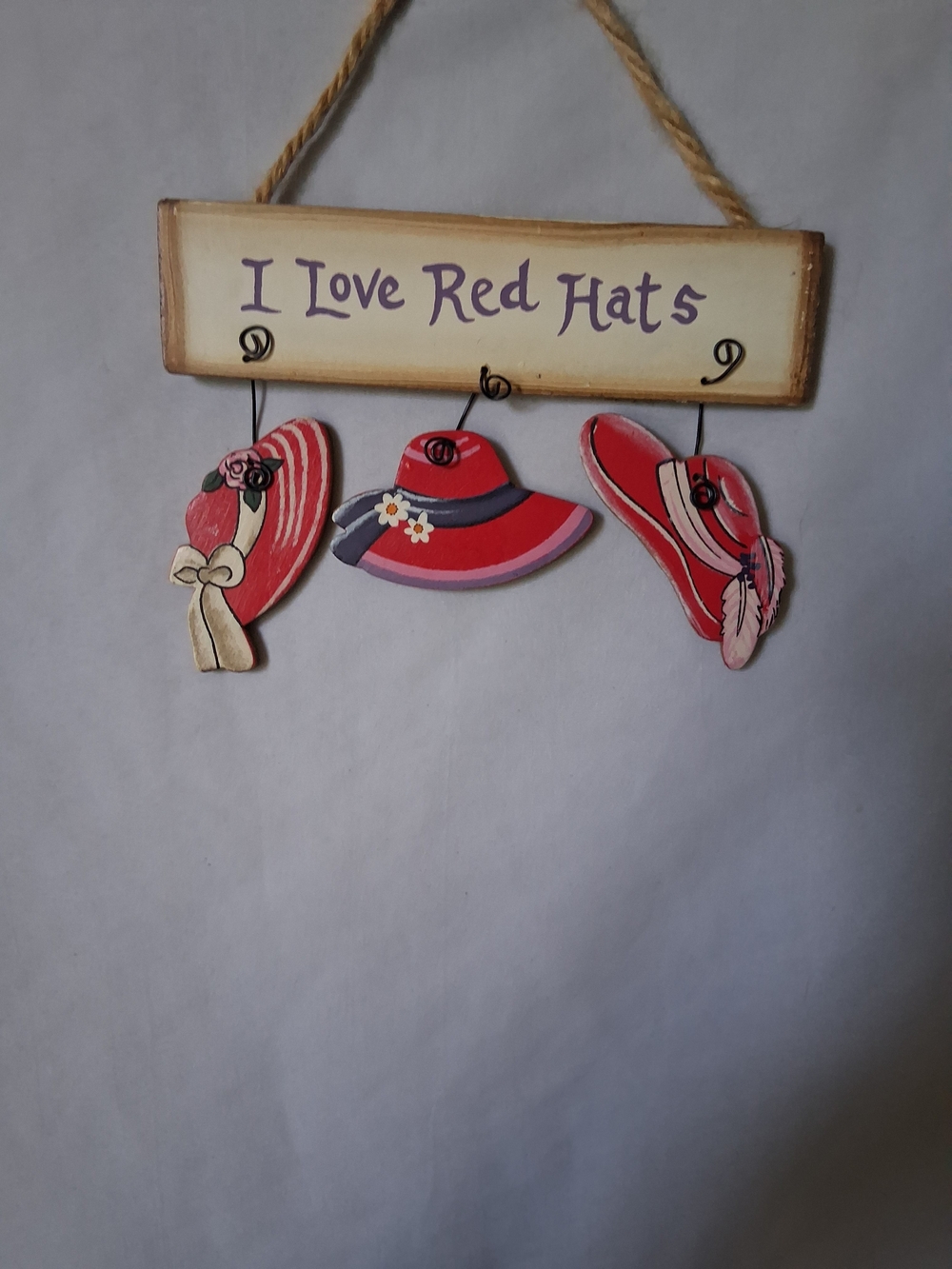 I Love Red Hats Decorative Wall Sign - Red Hat Trio